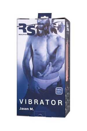 Телесный анально-вагинальный вибратор RealStick Silicone Jason M - 18 см.